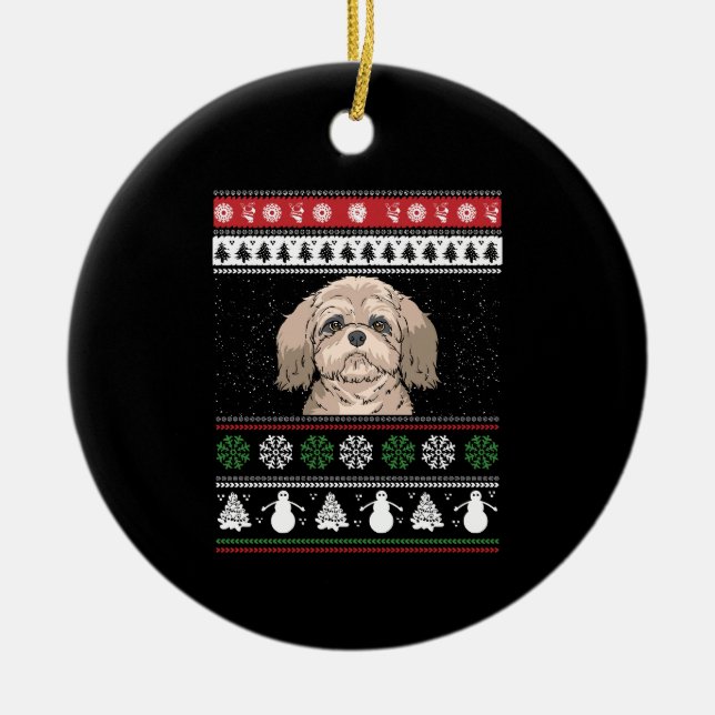 Shih Tzu Christmas  Ceramic Ornament (Front)