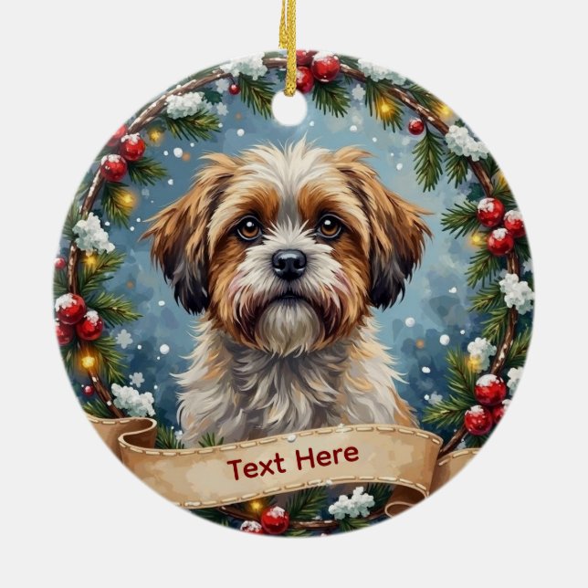 Shih Tzu Christmas Ceramic Ornament (Back)