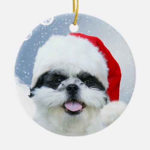 Shih Tzu Christmas Ceramic Ornament