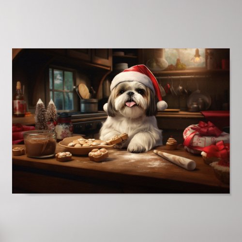 Shih Tzu Christmas Cookies Festive Holiday Poster