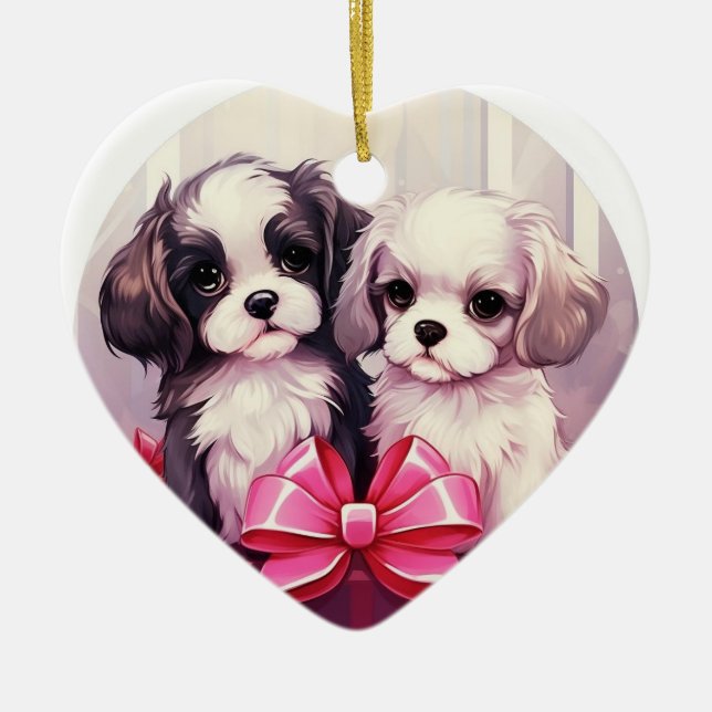 Shih Tzu christmas,dog memorial gift,dog lover gif Ceramic Ornament (Front)