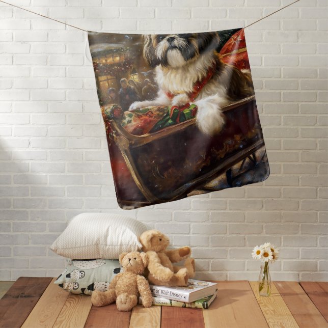 Shih Tzu Christmas Festive Season Baby Blanket (In Situ)