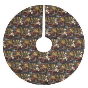 Shih Tzu Christmas Festive Season Brushed Polyester Tree Skirt