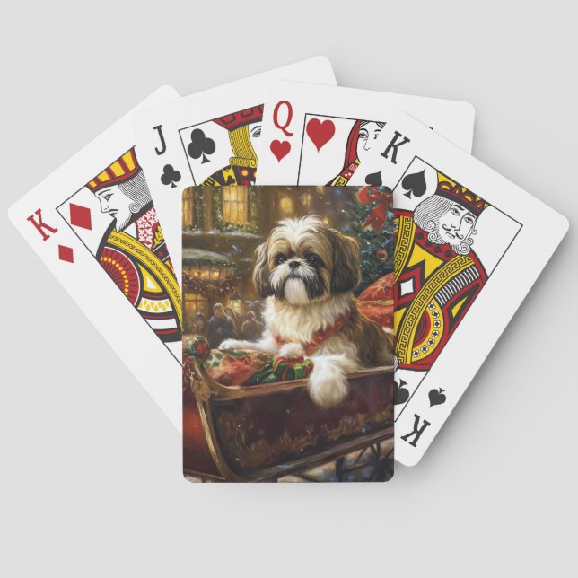 Shih Tzu Christmas Festive Season Poker Cards (Back)