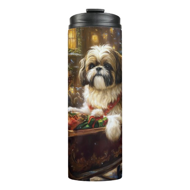 Shih Tzu Christmas Festive Season Thermal Tumbler (Front)