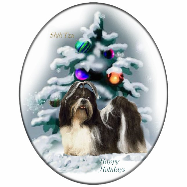Shih Tzu Christmas Gifts Ornament (Front)