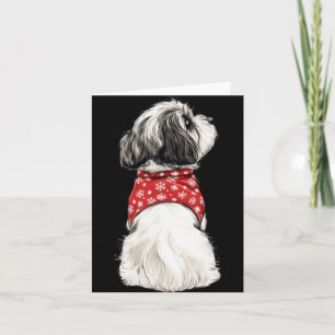 Shih Tzu Christmas Lights Dog Lover Xmas Pajama Pu Card