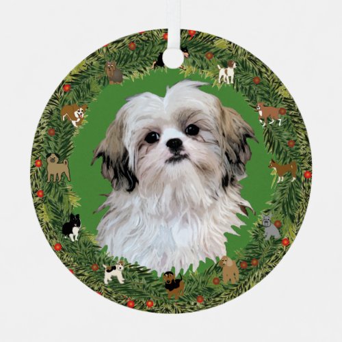 Shih Tzu Christmas Metal Ornament