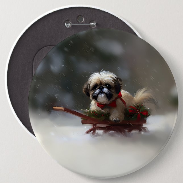 Shih Tzu Christmas snow winter Button (Front & Back)