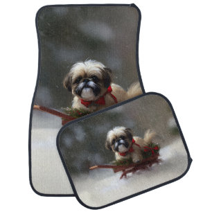 Shih Tzu Christmas snow winter Car Floor Mat