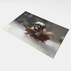 Shih Tzu Christmas snow winter Doormat