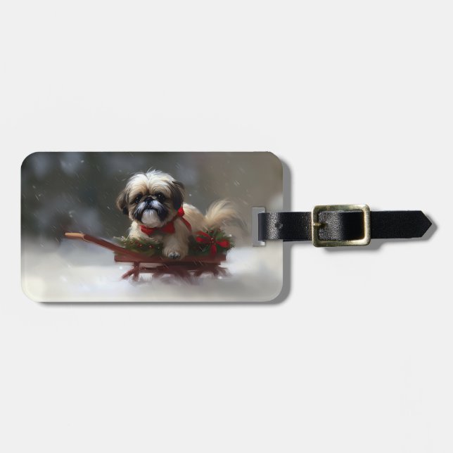 Shih Tzu Christmas snow winter Luggage Tag (Front Horizontal)