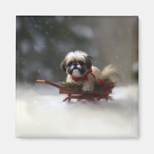 Shih Tzu Christmas snow winter Magnet (Front)