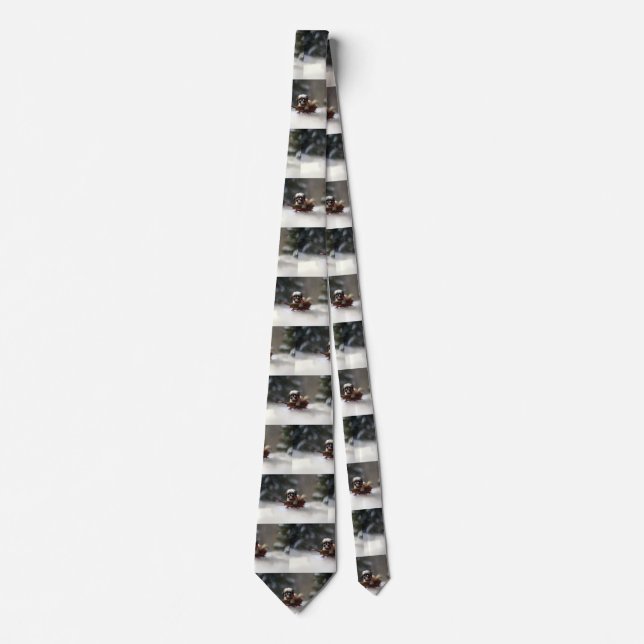 Shih Tzu Christmas snow winter Neck Tie (Front)