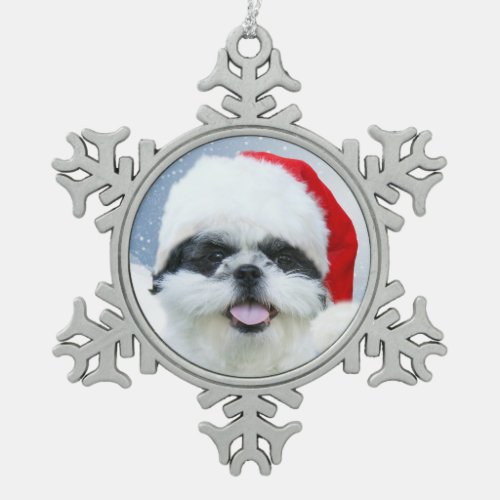 Shih Tzu Christmas Snowflake Pewter Christmas Ornament