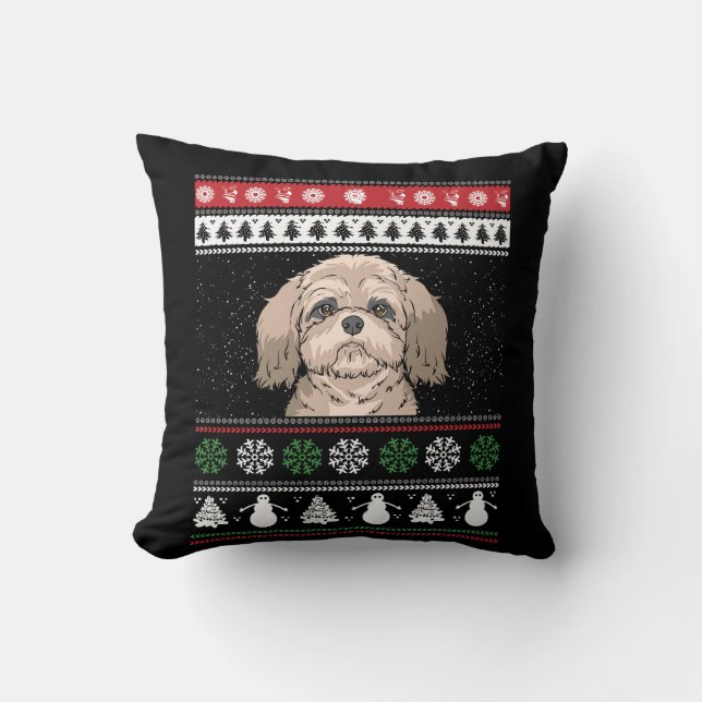 Shih Tzu Christmas  Throw Pillow (Front)