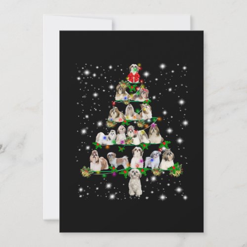Shih Tzu Christmas Tree Covered By Fashlight Thank You Card