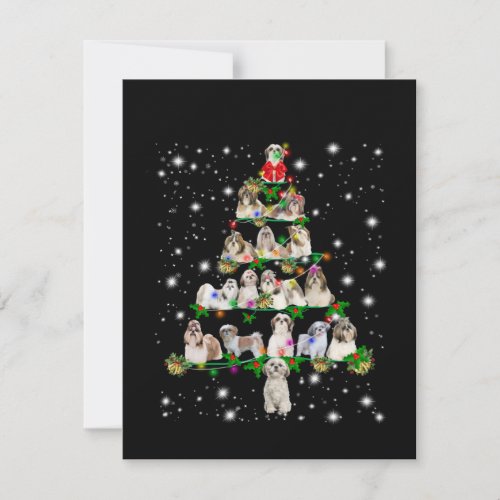 Shih Tzu Christmas Tree Covered By Fashlight Thank You Card