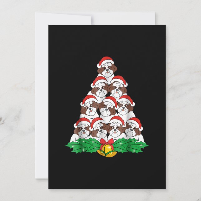 Shih Tzu Christmas Tree Dog Xmas Lover Thank You Card (Front)