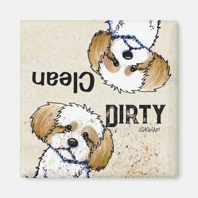 Shih Tzu Clean Dirty Dishwasher magnet (Front)