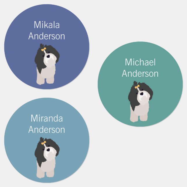 Shih Tzu colors waterproof label (Group)