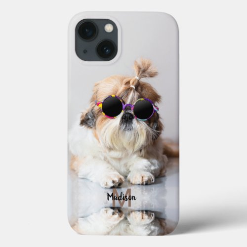 Shih Tzu Cool fun cute Photo Custom Monogram iPhone 13 Case