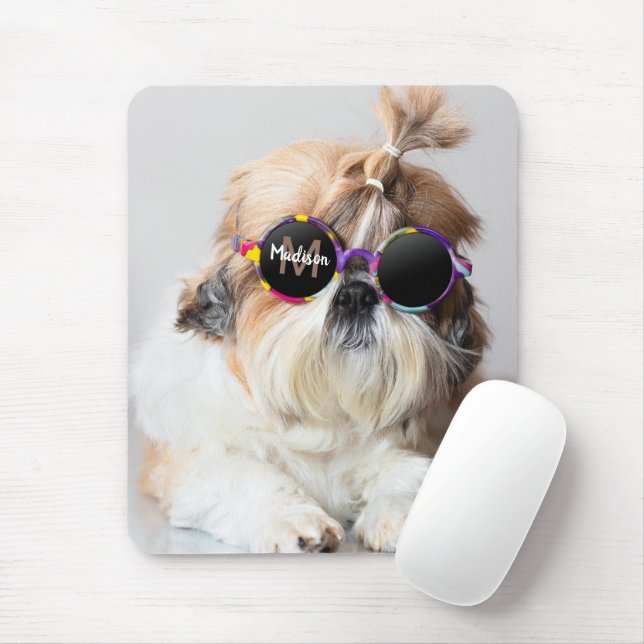 Shih Tzu Cool fun cute Photo Custom Monogram Mouse Pad (With Mouse)