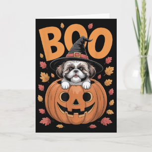Shih Tzu Costume On Pumpkin Halloween Shih Tzu Card