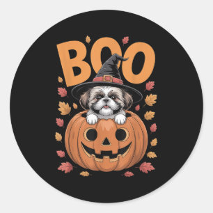 Shih Tzu Costume On Pumpkin Halloween Shih Tzu  Classic Round Sticker