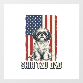 Shih Tzu Dad Patriotic Flag Vintage Dog Shirt_1 Floor Decals
