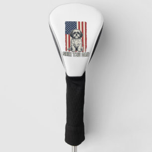 Shih Tzu Dad Patriotic Flag Vintage Dog Shirt_1 Golf Head Cover