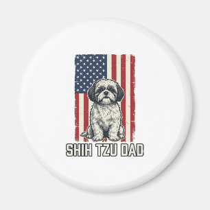 Shih Tzu Dad Patriotic Flag Vintage Dog Shirt_1 Magnet