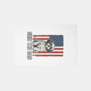 Shih Tzu Dad Patriotic Flag Vintage Dog Shirt_1 Rug