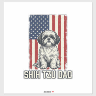 Shih Tzu Dad Patriotic Flag Vintage Dog Shirt_1 Sticker