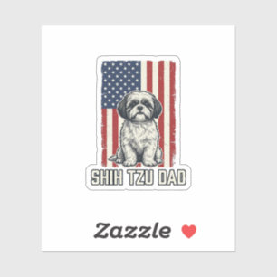 Shih Tzu Dad Patriotic Flag Vintage Dog Shirt_1 Sticker