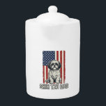 Shih Tzu Dad Patriotic Flag Vintage Dog Shirt_1 Teapot<br><div class="desc">Shih Tzu Dad Patriotic Flag Vintage Dog Shirt_1</div>