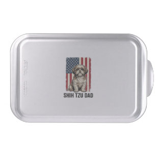 Shih Tzu Dad Patriotic Vintage Dog Shirt Design_1 Cake Pan
