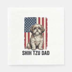 Shih Tzu Dad Patriotic Vintage Dog Shirt Design_1 Napkins