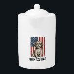 Shih Tzu Dad Patriotic Vintage Dog Shirt Design_1 Teapot<br><div class="desc">Shih Tzu Dad Patriotic Vintage Dog Shirt Design_1</div>