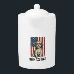 Shih Tzu Dad Patriotic Vintage Dog Shirt Design_1 Teapot<br><div class="desc">Shih Tzu Dad Patriotic Vintage Dog Shirt Design_1</div>