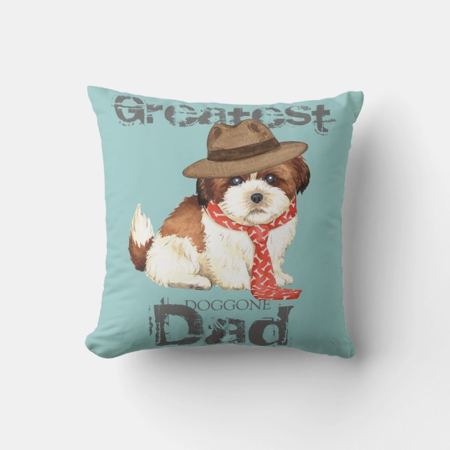 Shih Tzu Dad Throw Pillow (Front)
