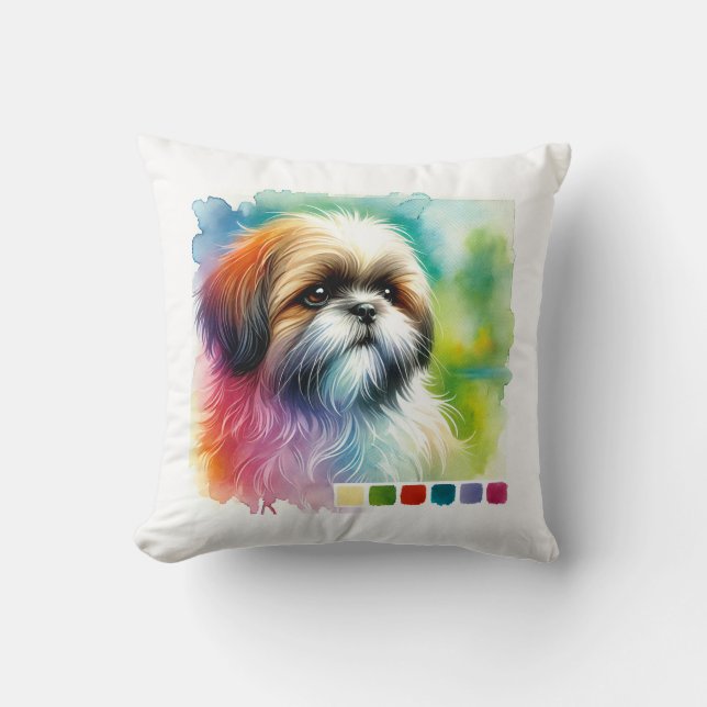 Shih Tzu Dog 200924AREF131 - Watercolor Throw Pillow (Front)