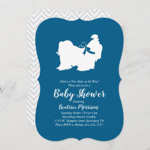 Shih Tzu Dog Baby Shower Blue Boy Invitation