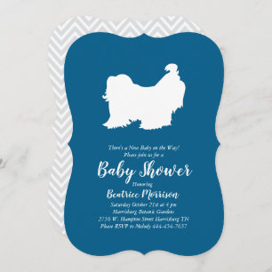 Shih Tzu Dog Baby Shower Blue Boy Invitation