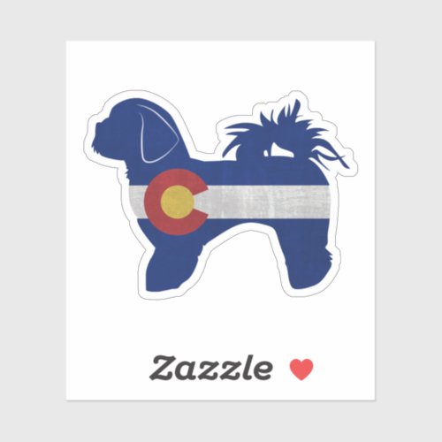 Shih Tzu Dog Breed Silhouette Colorado Flag Sticker