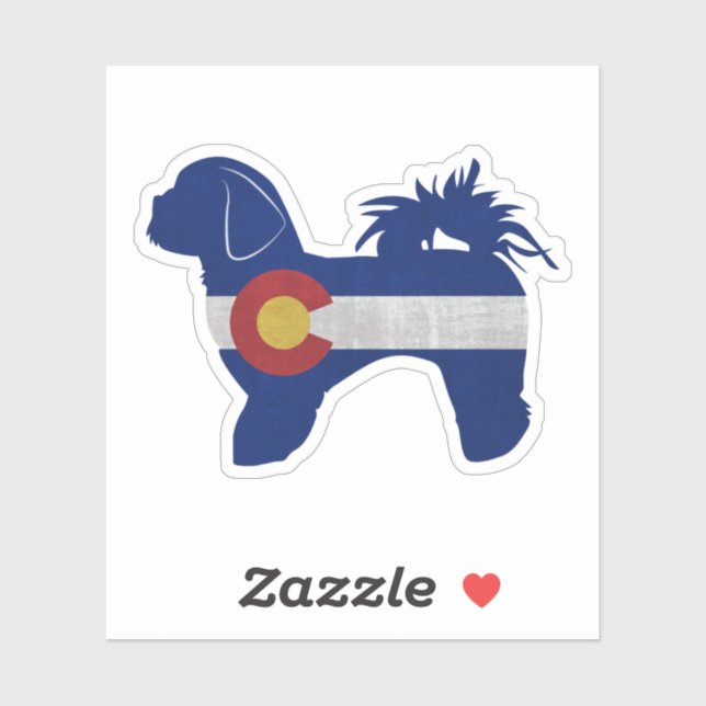 Shih Tzu Dog Breed Silhouette Colorado Flag Sticker (Sheet)