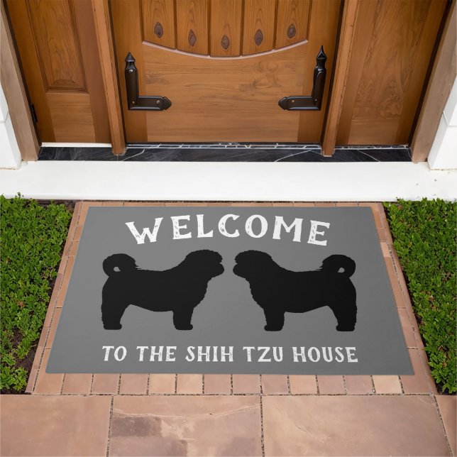 Shih Tzu Dog Breed Silhouettes Custom Doormat (Outdoor)