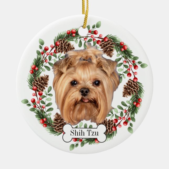 Shih Tzu dog Ceramic Ornament (Front)