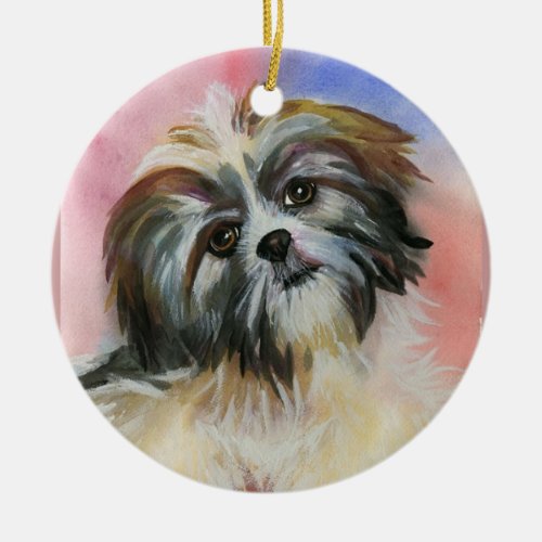 shih tzu dog ceramic ornament