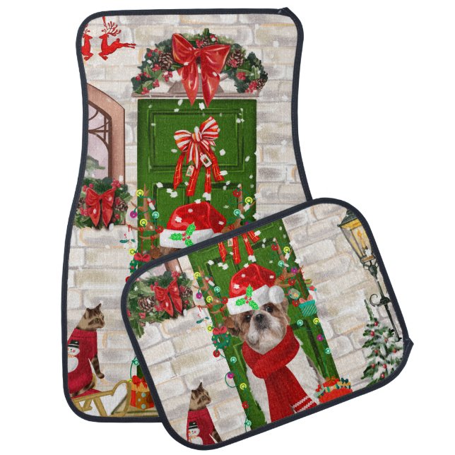 Shih Tzu Dog Christmas  Car Floor Mat (Set)